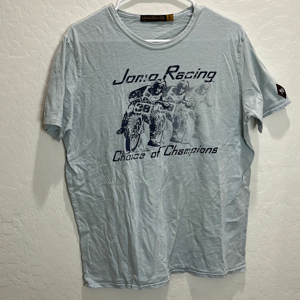 JOHNSON MOTORS BLUE TEE SHIRT SIZE LARGE